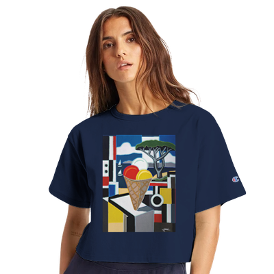 T-Shirt femme 100% coton avec imprimé glace / collaboration marque Champion et AARNARDI
